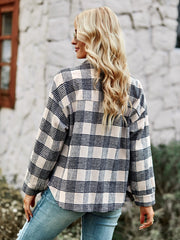 DISTRESSED PLAID SHACKET - BLACK