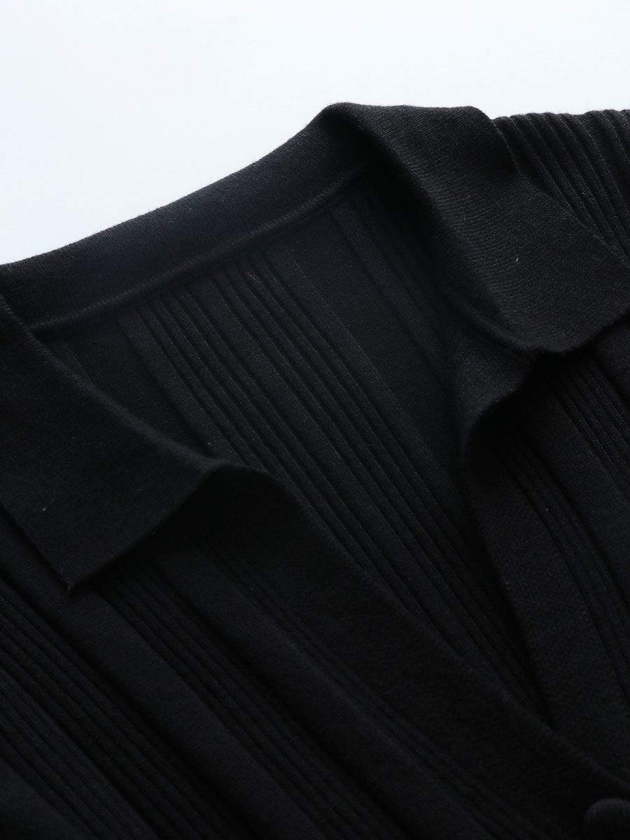 TAMIA Bell Cuff Knit Shirt Jacket - Black
