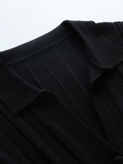 TAMIA Bell Cuff Knit Shirt Jacket - Black
