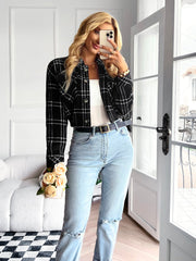 HONEYCOMB PLAID SHACKET - BLACK