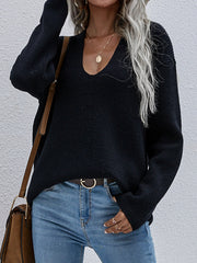 Black Marjorie V-neck Knit Sweater