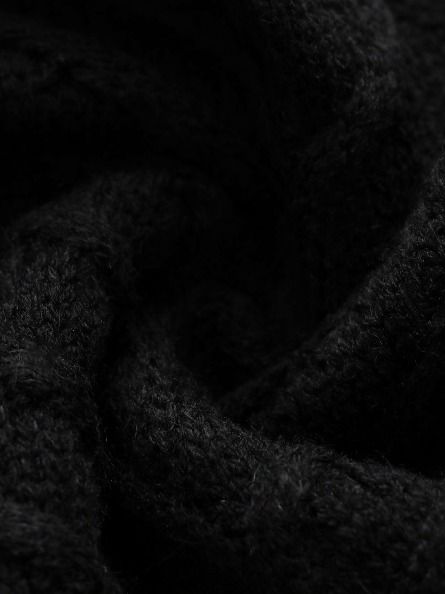 Black Shoulder Cut-Out Knit Sweater