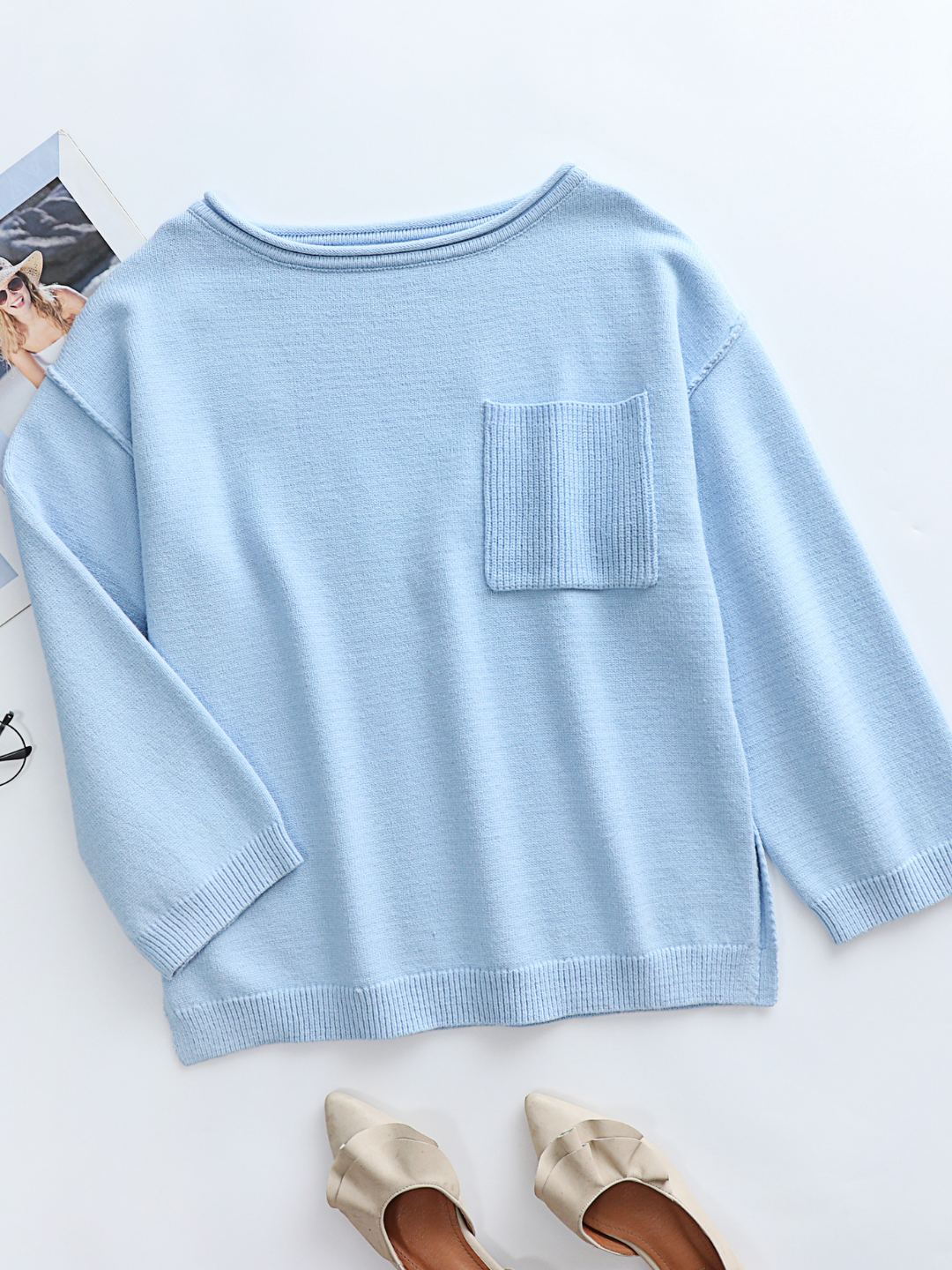 DORETTA Oversized Front Pocket Knit Sweater