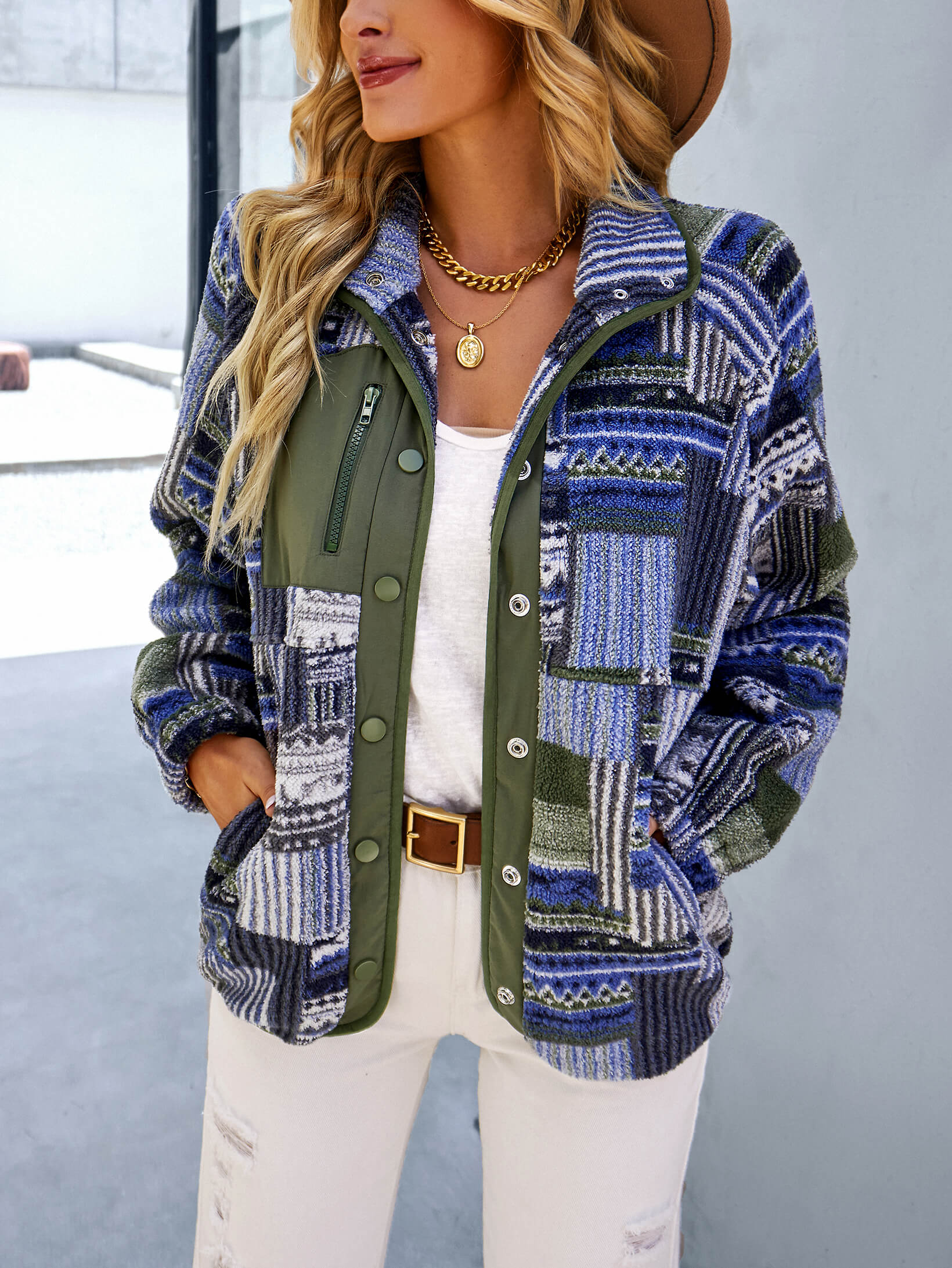 QUIRINIUS FLEECE JACKET - BLUE