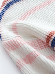 Pink Blue Orange Stripe Crew Neck Knit Top