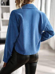 PRESLEY COTTON BLEND SHACKET - BLUE