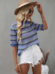 BEE CROCHET KNIT TOP - BLUE