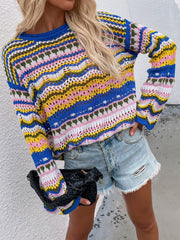 MARMO Zig Zag Crochet Knit Top - Blue