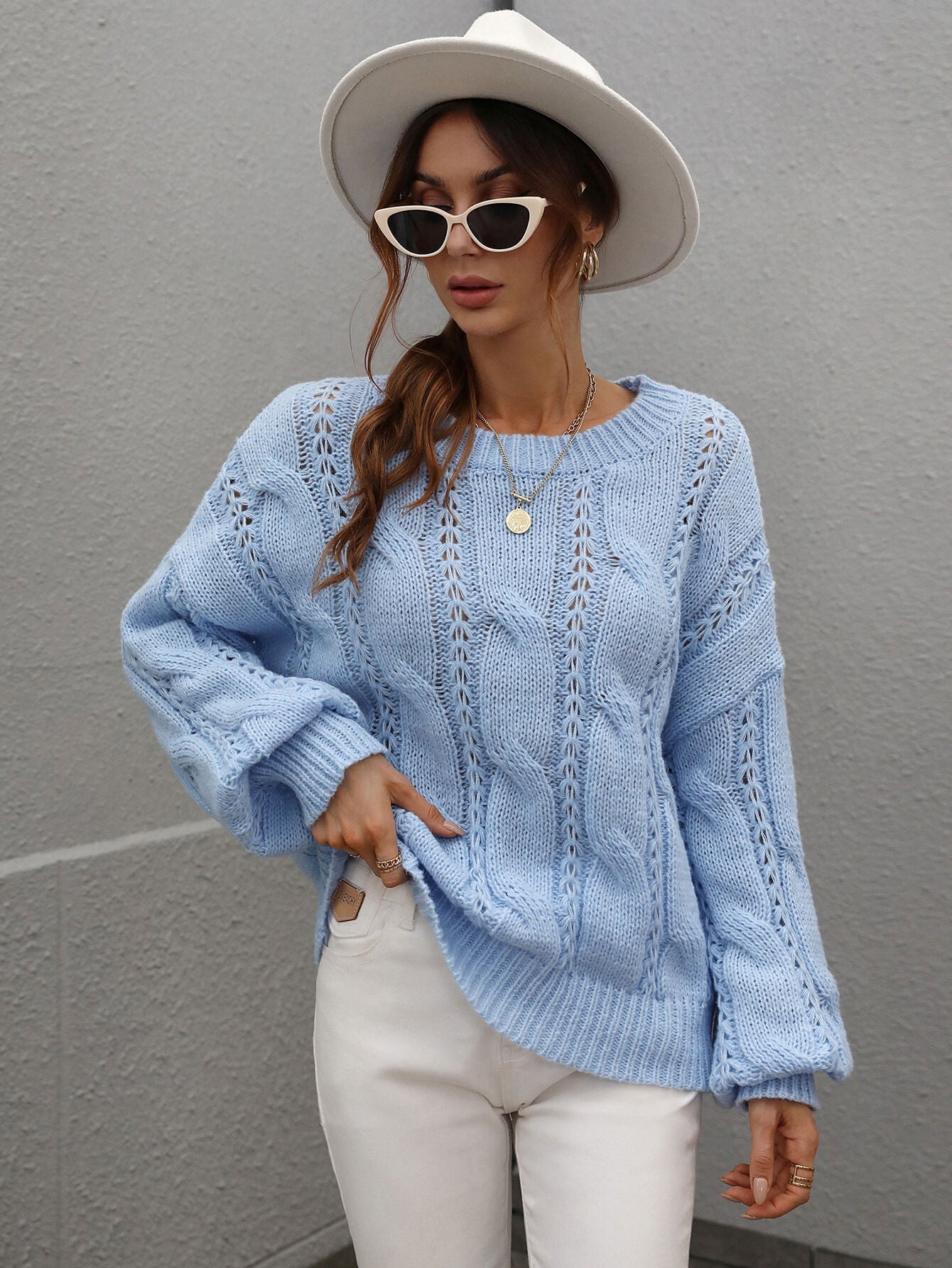 ZINNY KNIT SWEATER - BLUE