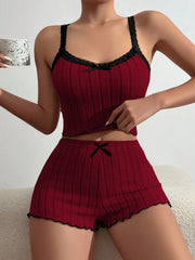 Bow Print Milk Silk Suit Comfortable Home Wear Pajama Suit
