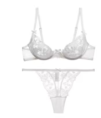 Breathable Half Cup Underwire Lace No Sponge Heatwave-Friendly Lingerie Set