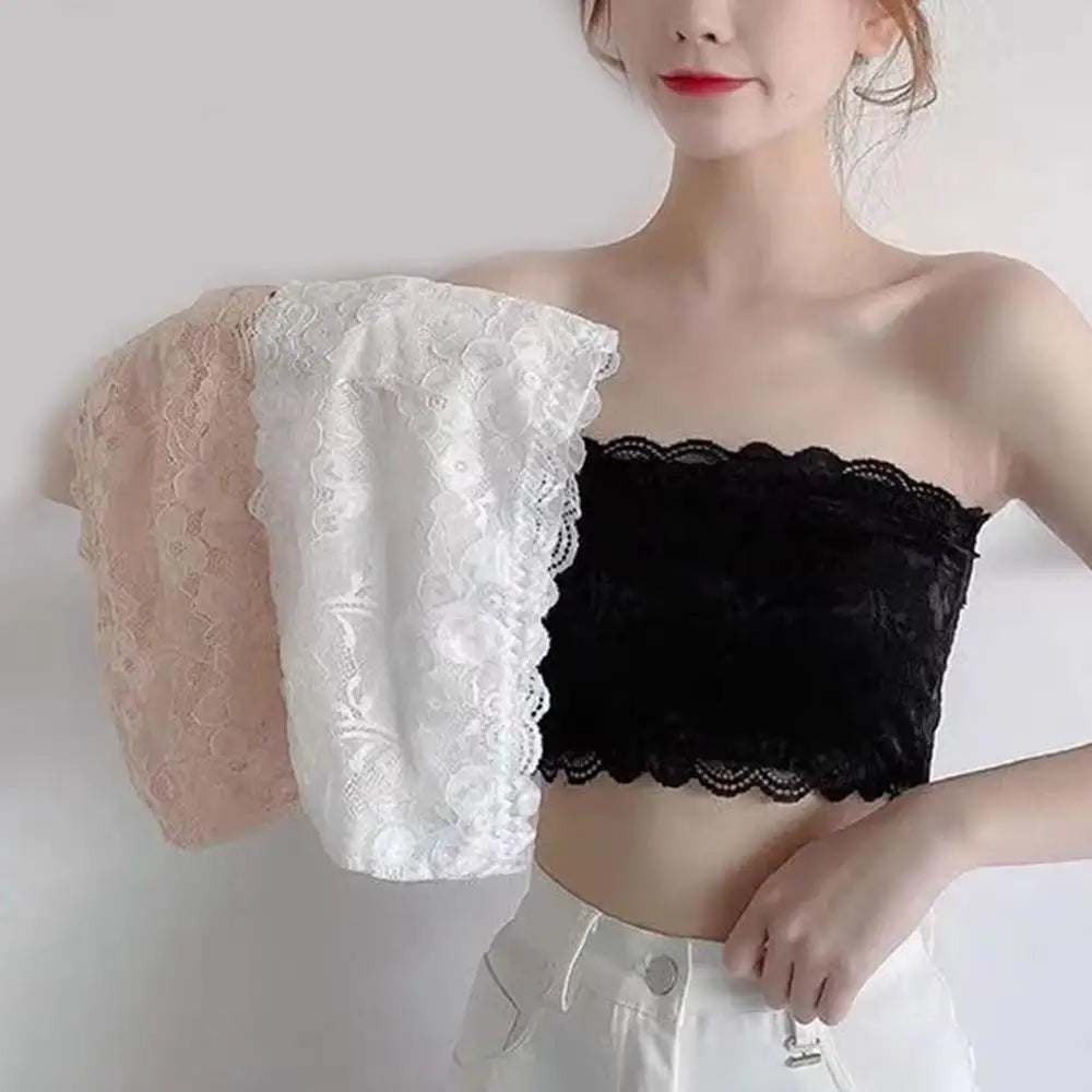 Breathable Invisible Chest Strapless Comfortable Underwear Brassiere Crop Lace Tube Tops