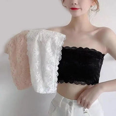 Breathable Invisible Chest Strapless Comfortable Underwear Brassiere Crop Lace Tube Tops