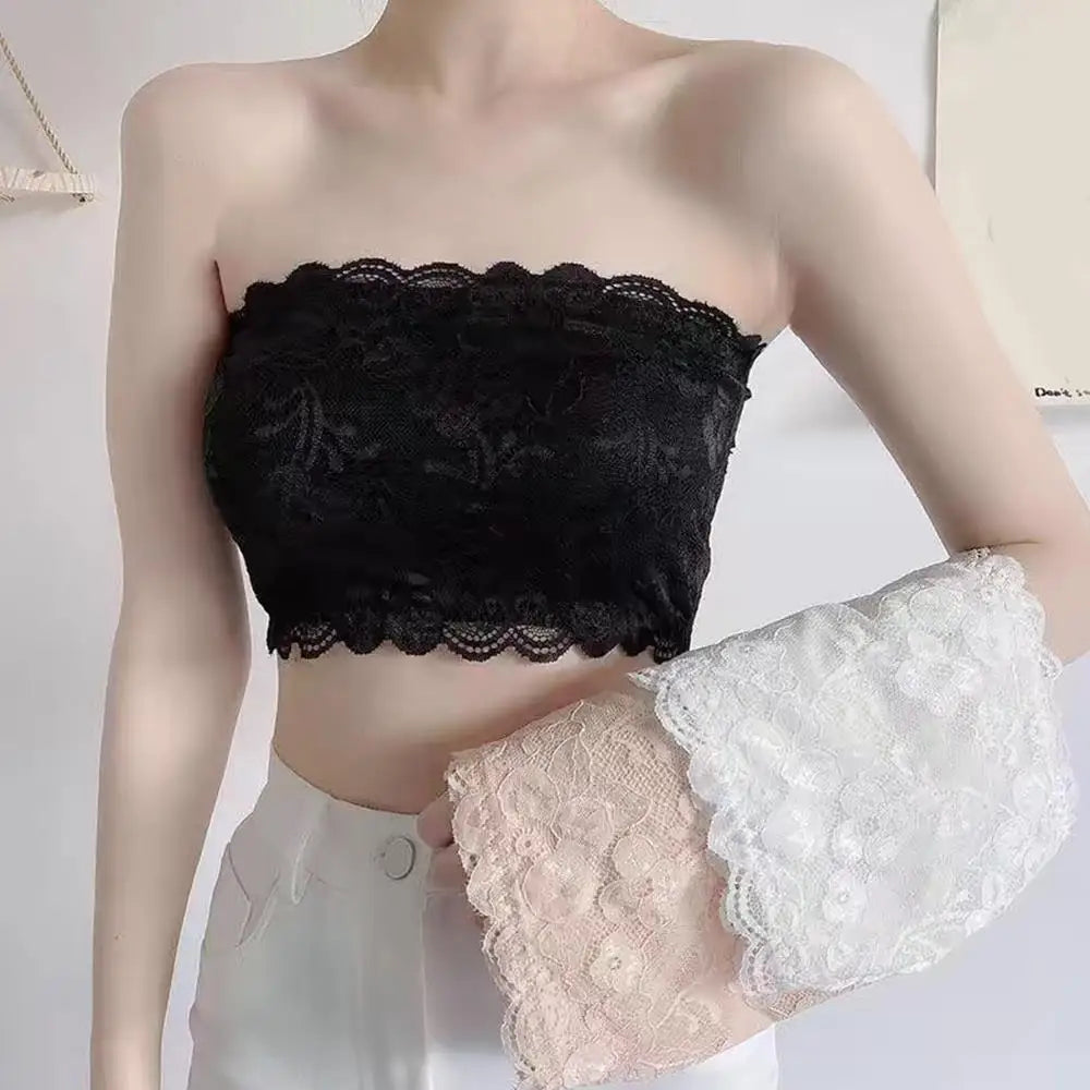 Breathable Invisible Chest Strapless Comfortable Underwear Brassiere Crop Lace Tube Tops