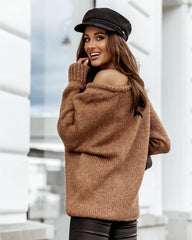 CHESTERFIELD Brown Oversized Collar Knit Sweater