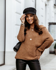 CHESTERFIELD Brown Oversized Collar Knit Sweater