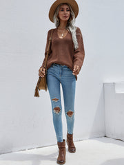 Brown Marjorie V-neck Knit Sweater