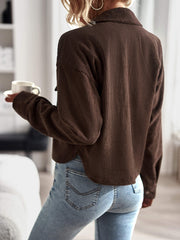 PRESLEY COTTON BLEND SHACKET - CHOCOLATE