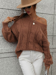 ZINNY KNIT SWEATER - BROWN