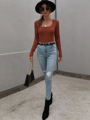 SHELL KNIT TOP - BROWN