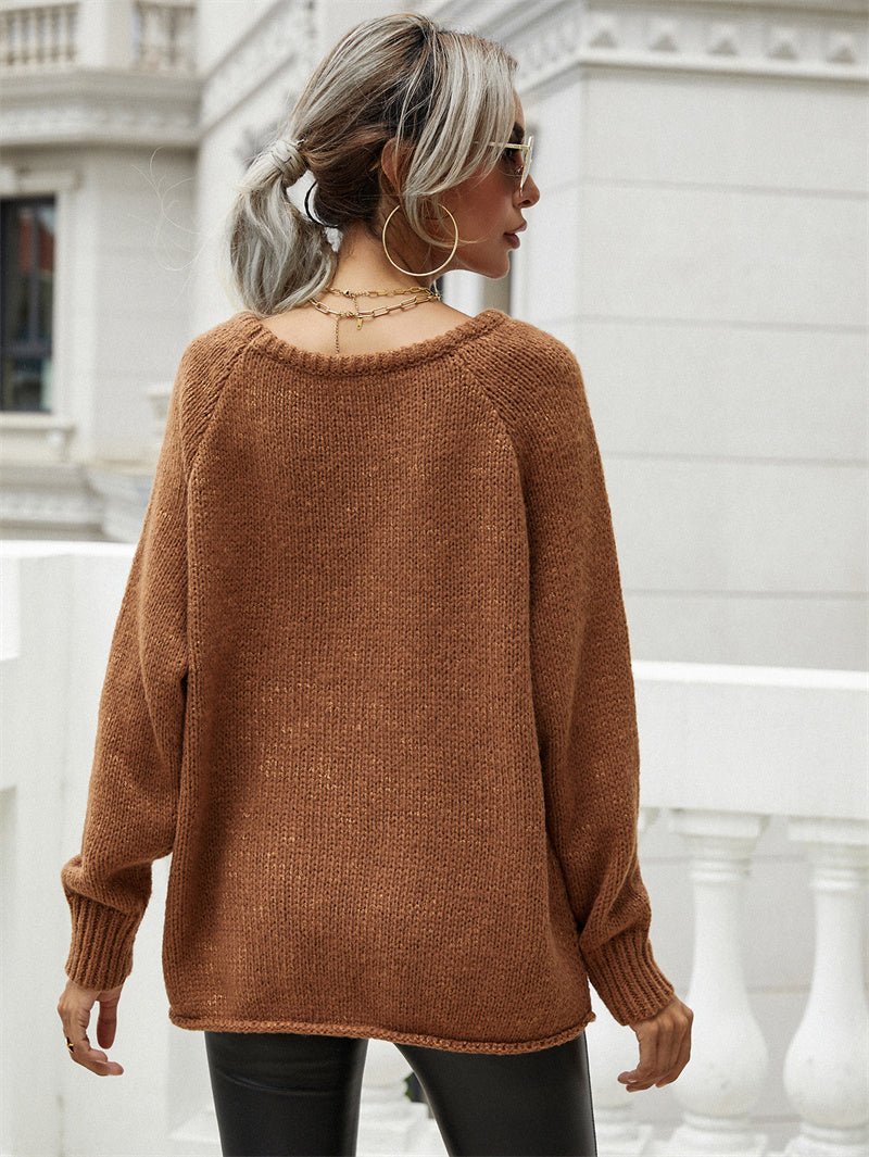 CHESTERFIELD Brown Oversized Collar Knit Sweater