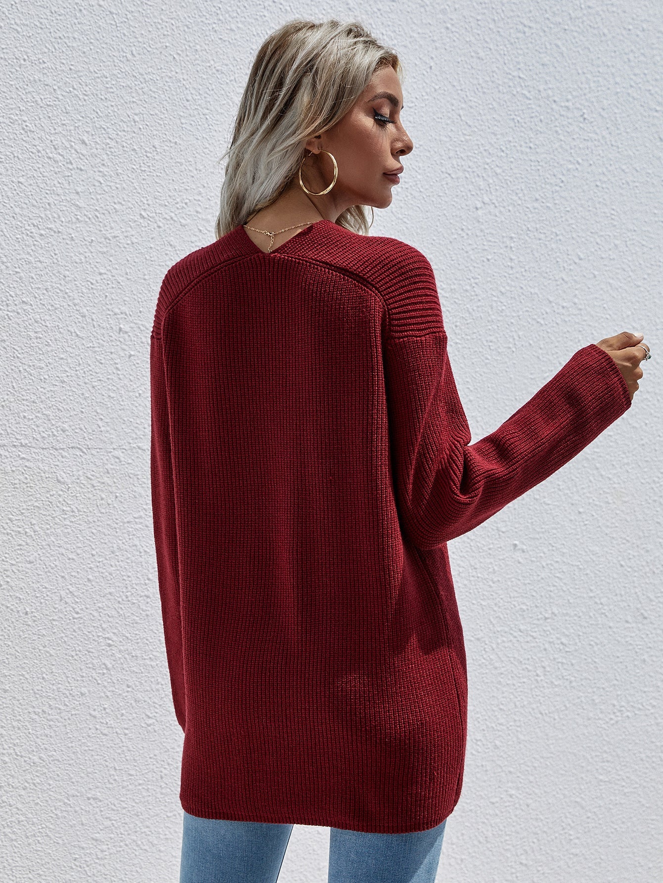 Burgundy Marjorie V-neck Knit Sweater