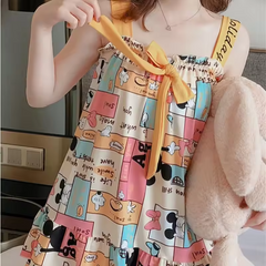 Cartoon Tide Suspender Sleeveless Sling Princess Style Shorts Nightwear Set