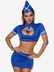 Casual Airhostess Costume Quality Ball Holiday Polyester Top, Skirt