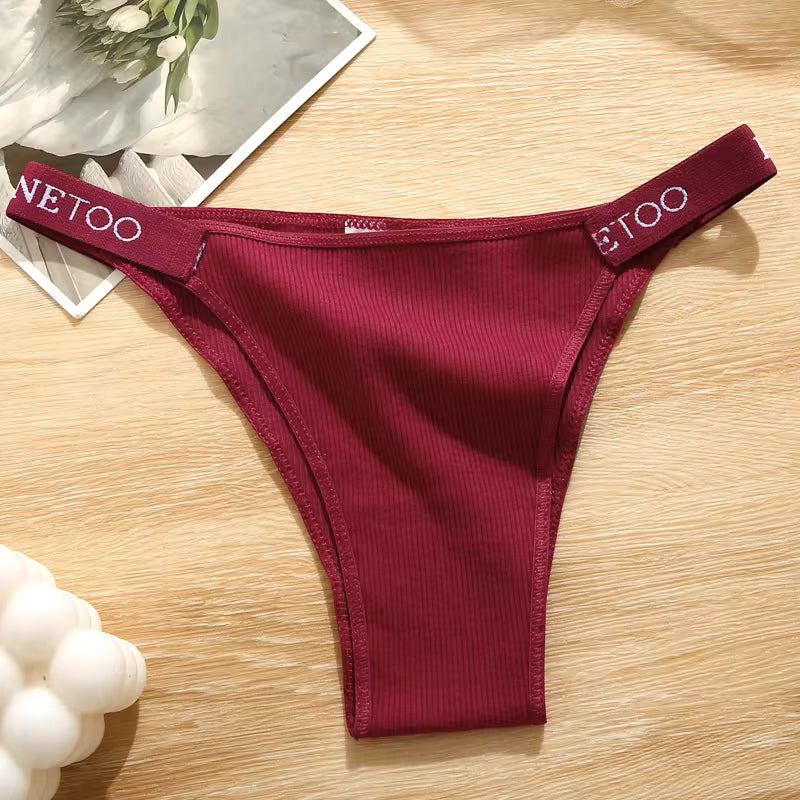 Casual Cotton Breathable Low Waist Soft Solid Intimates High Elastic Lingerie Panties