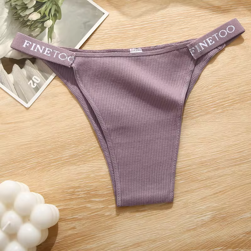 Casual Cotton Breathable Low Waist Soft Solid Intimates High Elastic Lingerie Panties
