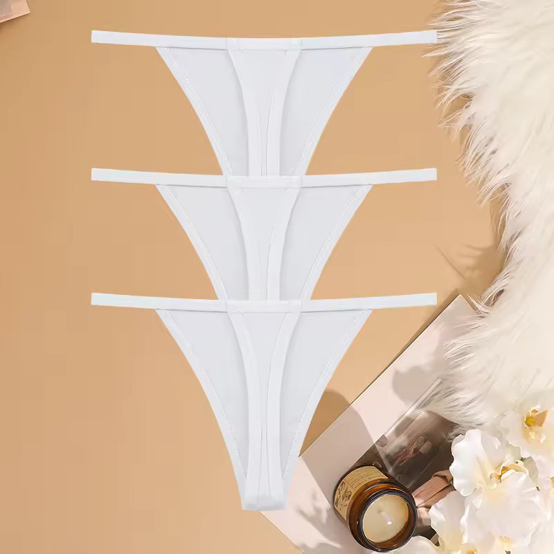 Casual Cotton G-String Thin Strap Femme Thong Underwear Intimate Panties 3PcsSet