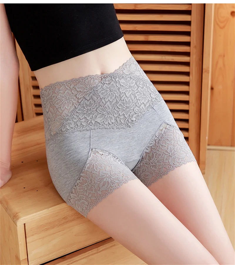 Casual Elasticity Boxer Lace Shorts High Waist Cotton Panties