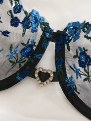 Casual Embroidered Stamen Semi Transparent Heart-Shaped Design Suitable