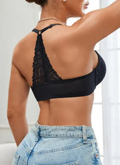 Casual Front Button Bra Lace Backless Ribbed Bras Push Up Lingerie