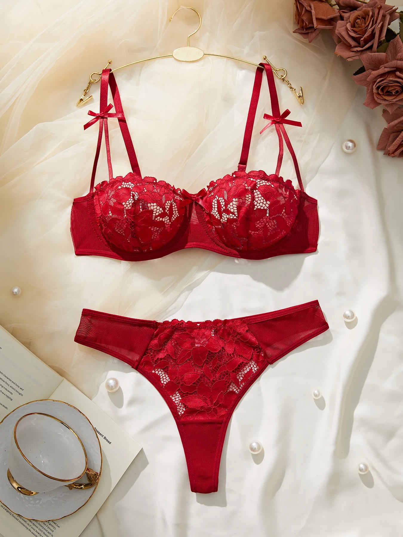 Casual High-Quality Skin-Friendly Lace Trim Underwear Set