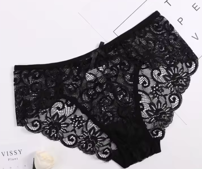 Casual Hollow Out Low Waist Briefs Breathable Lace Transparent Underwear