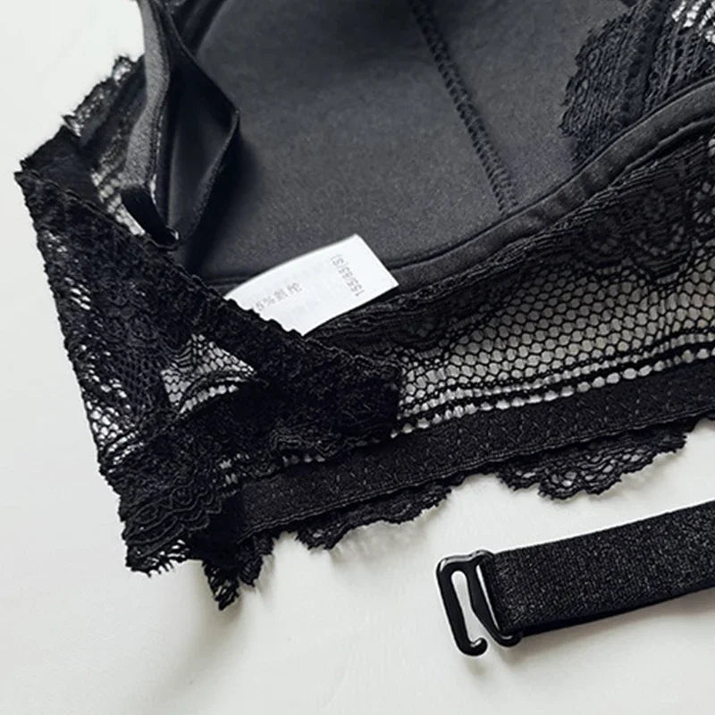 Casual Lace Low Back Transparent Deep U Backless Bralette Bras