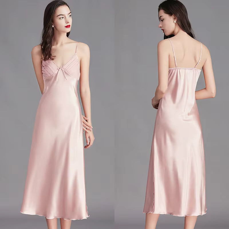 Casual Long Sleeveless Satin Silk Chemise Lingerie Slip Nightwear Sleep Gowns