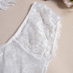 Casual Mesh See-through Lace Up Top Plaid Pleated Skirt Halter Lingerie Suit