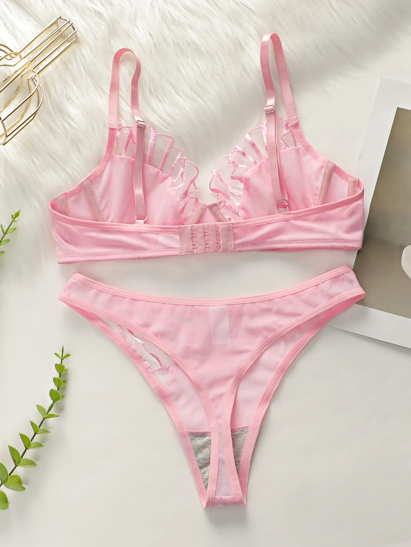 Casual New Design butterfly Line Mesh Plicing High-Quality Lingerie Set
