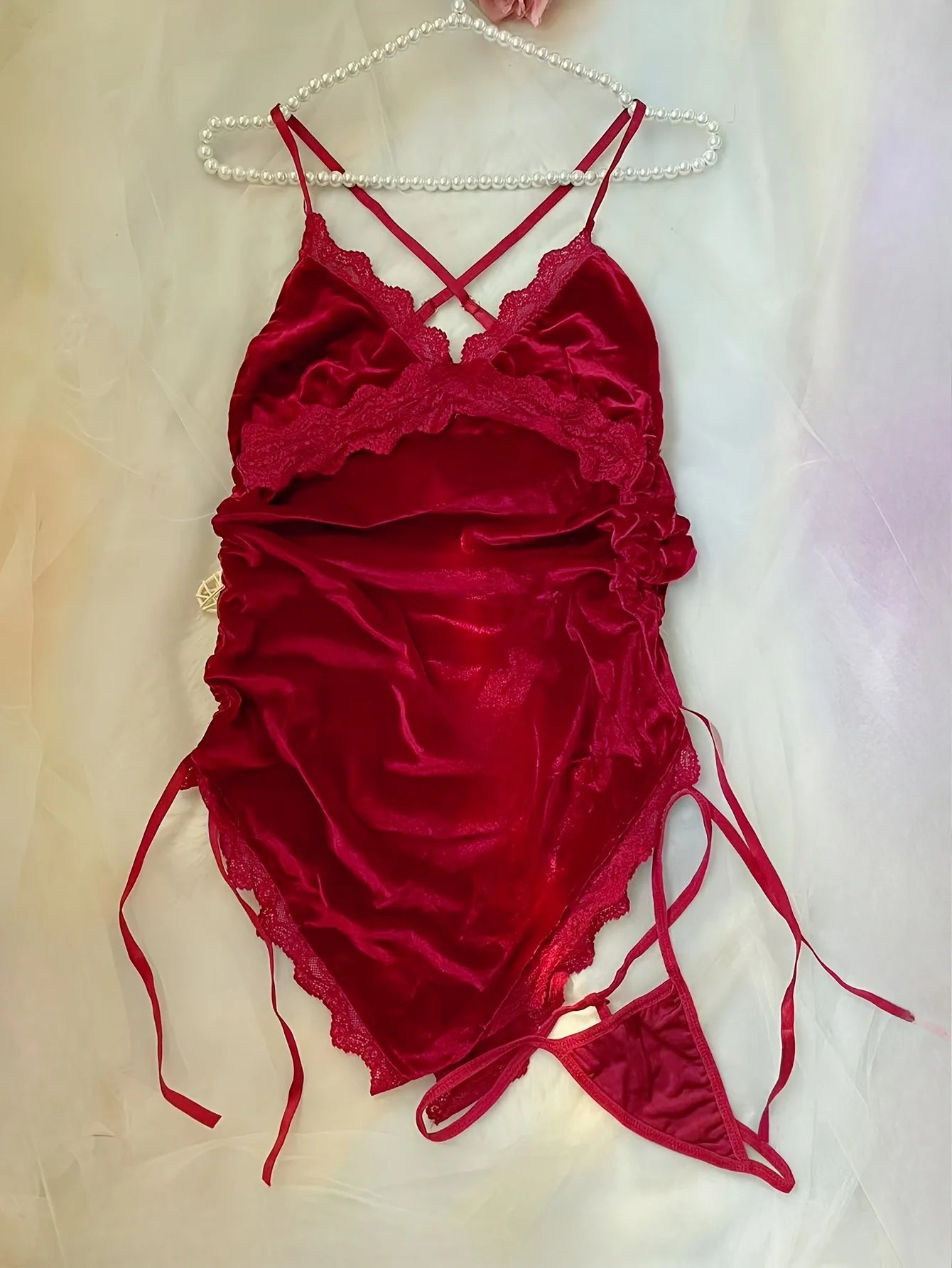 Casual New Lace Velvet Camisole Sleeveless Two-Piece Set