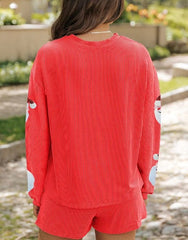 Casual O-Neck Sequined Tops Loose Short Christmas Outfits