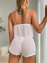 Casual Polyester Sheer Daily Casual Sleepwear Pajama Sets