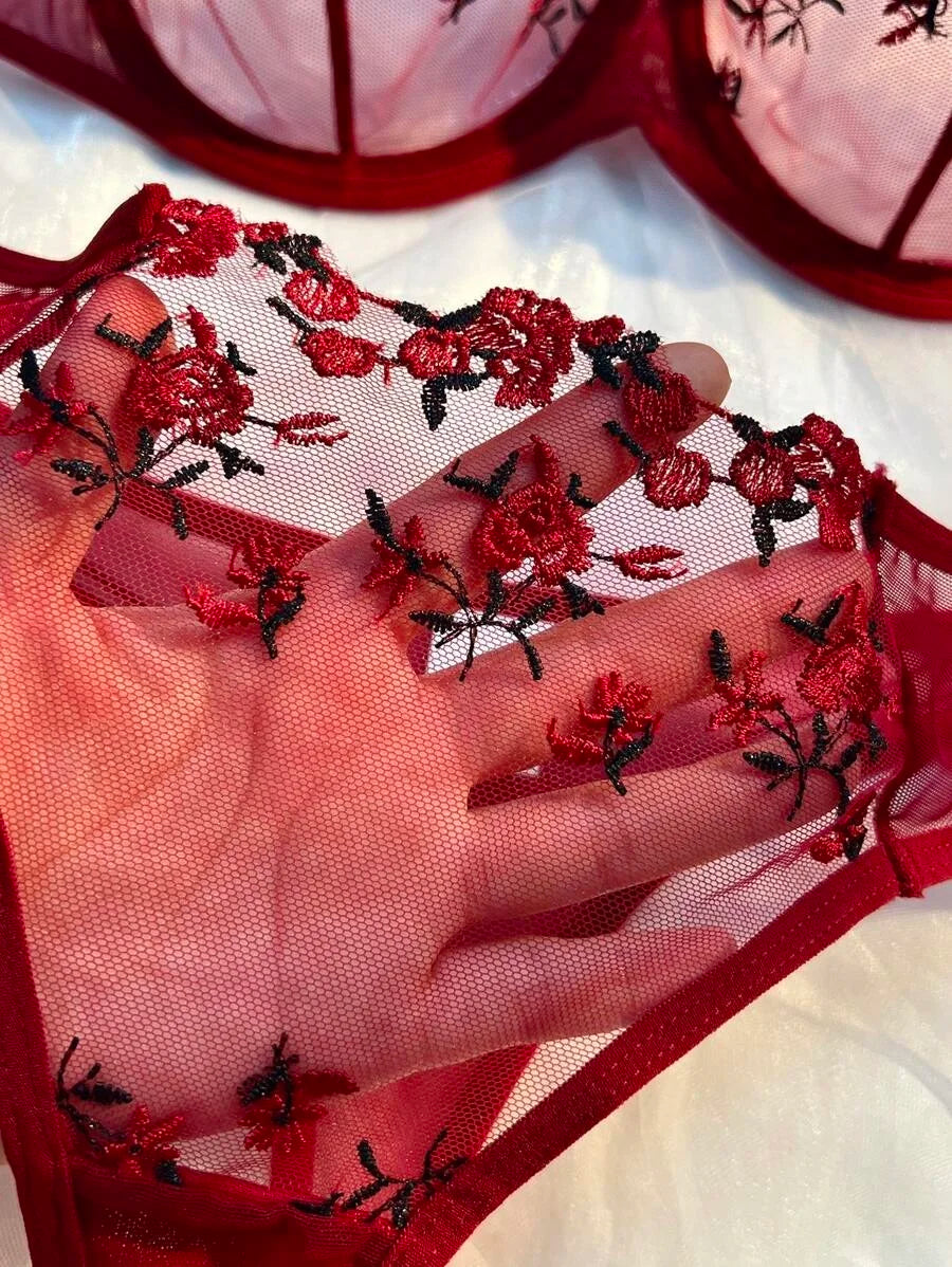 Casual Romantic Fancy Eroticу Embroidery Cute Beautiful Set