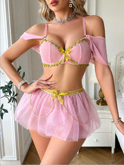 Casual Sequin Bowknot Uncensored Fairy tales Tulle Cinderella Princess Set