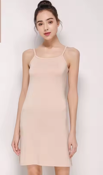 Casual Shoulder-Straps Long Under Dress Solid Underskirt Inner