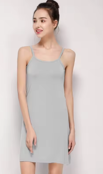 Casual Shoulder-Straps Long Under Dress Solid Underskirt Inner