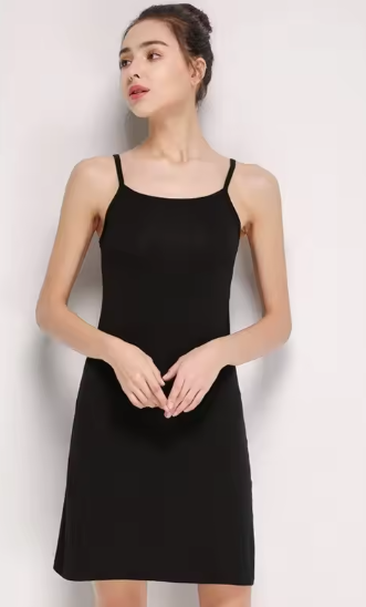 Casual Shoulder-Straps Long Under Dress Solid Underskirt Inner