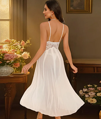 Casual Solid Color Temptation Pajamas Mesh Lace Passion Halter Nightgowns