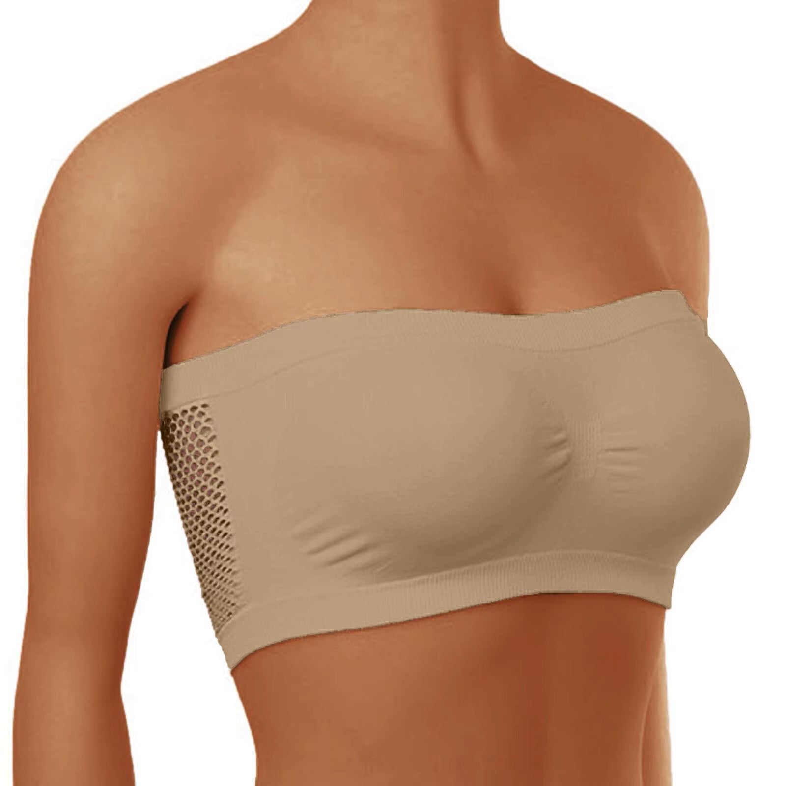 Casual Solid Unlined Stretch Strapless Suitable For Off-Shoulder Tops Bra